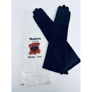 Vintage Madova Florence Italy Fine Black Leather Gloves Sz 6.5 - Silk Lined New!